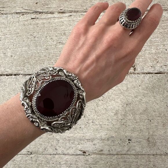 Vintage 1960s Whiting And Davis 3 Piece Bracelet Earrings Ring Set - Picture 15 of 16